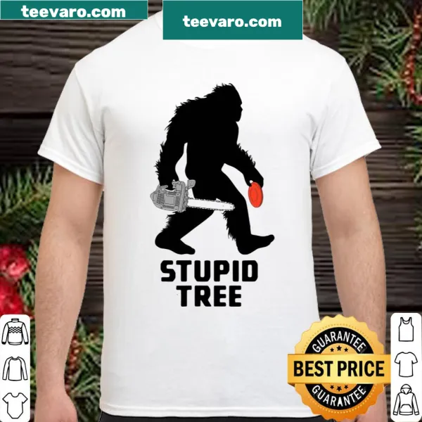Cartoon Bigfoot with chainsaw design for disc golf enthusiasts