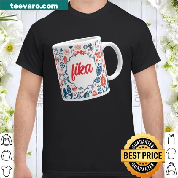 Shirt featuring a playful design celebrating Swedish coffee break tradition