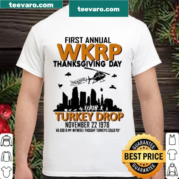 Commemoration of WKRP turkey drop with humorous text