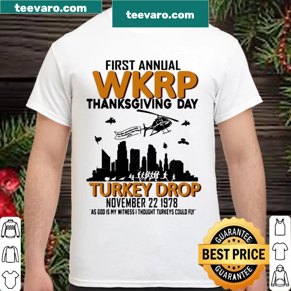 Commemoration of WKRP turkey drop with humorous text