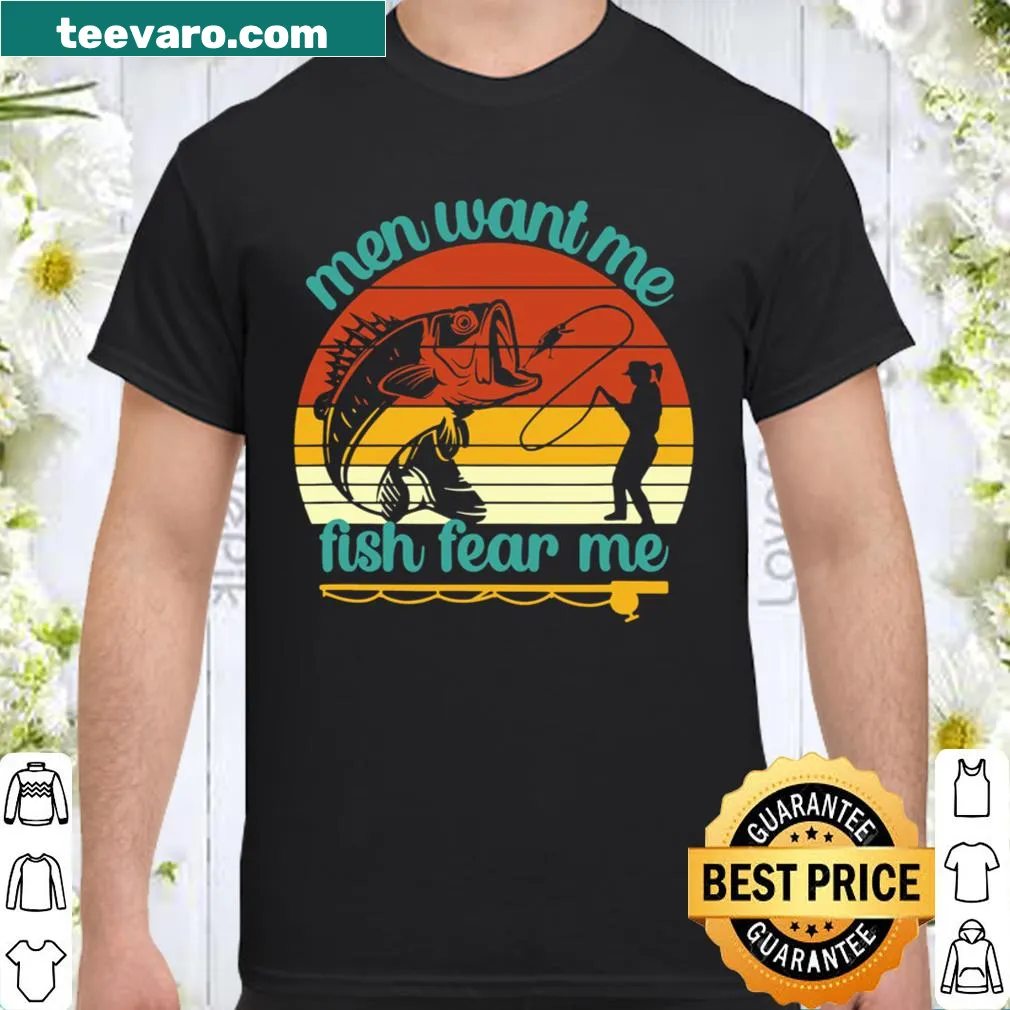 Vintage women’s shirt with 'Fishing Men Want Me Fish Fear Me' text