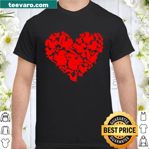 Cute squirrel graphic shirt with hearts for squirrel lovers.