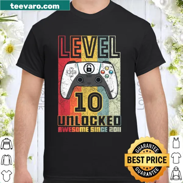 Shirt with 'Level 10 Unlocked' for a 10-year-old gamer