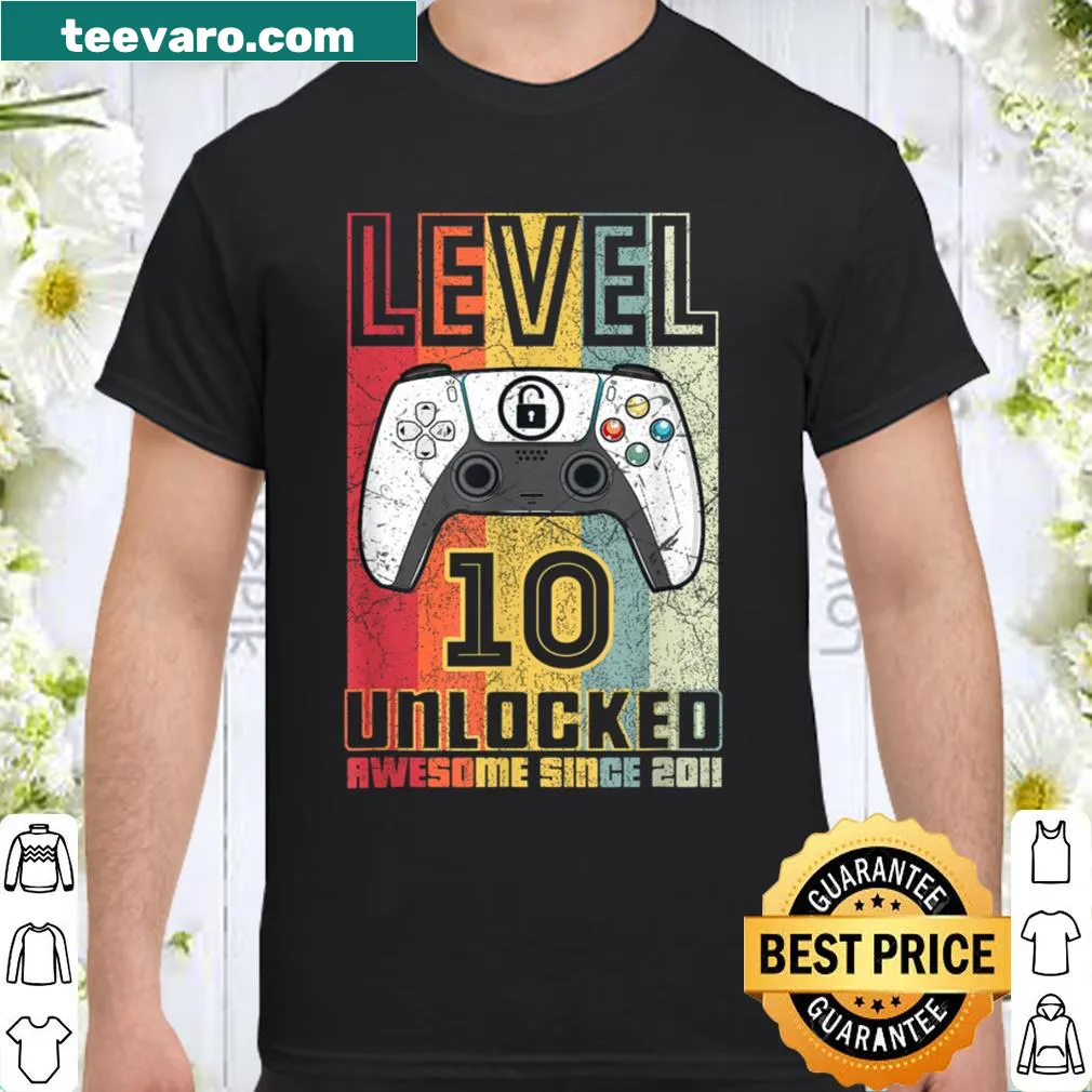 Shirt with 'Level 10 Unlocked' for a 10-year-old gamer