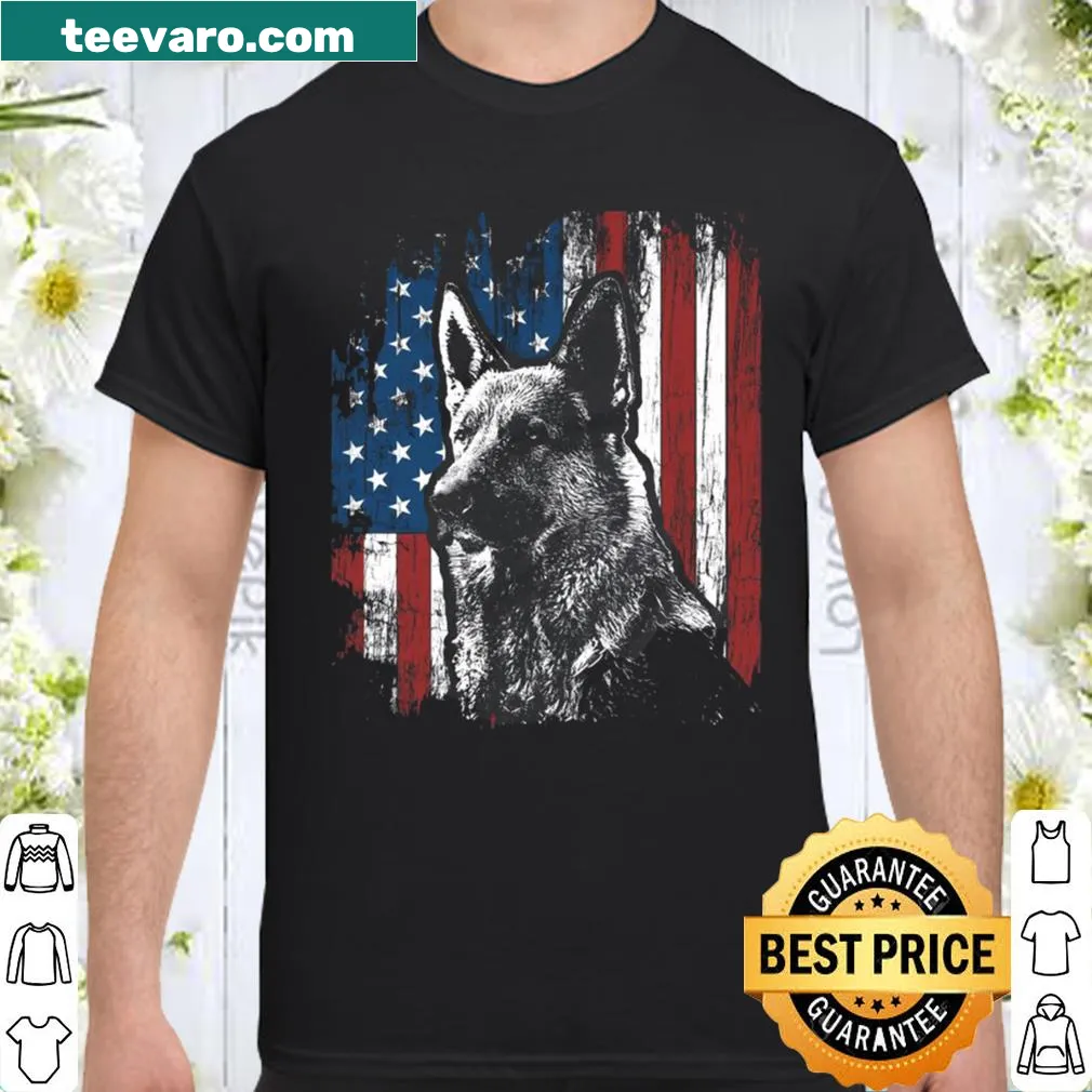 Patriotic shirt with a German Shepherd and American flag design