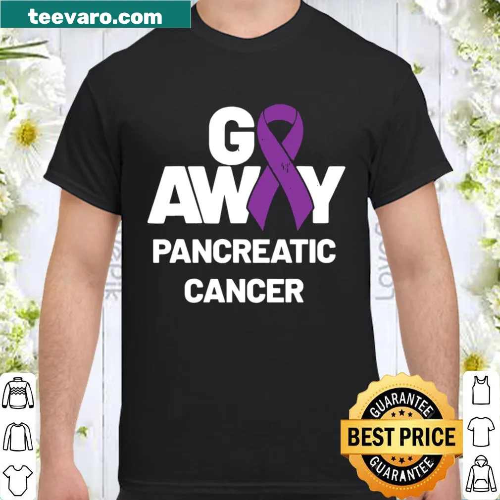 Shirt with a purple ribbon graphic for pancreatic cancer awareness