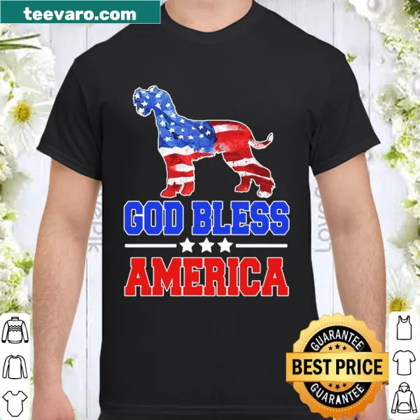 Dog illustration with American flag design on a t-shirt