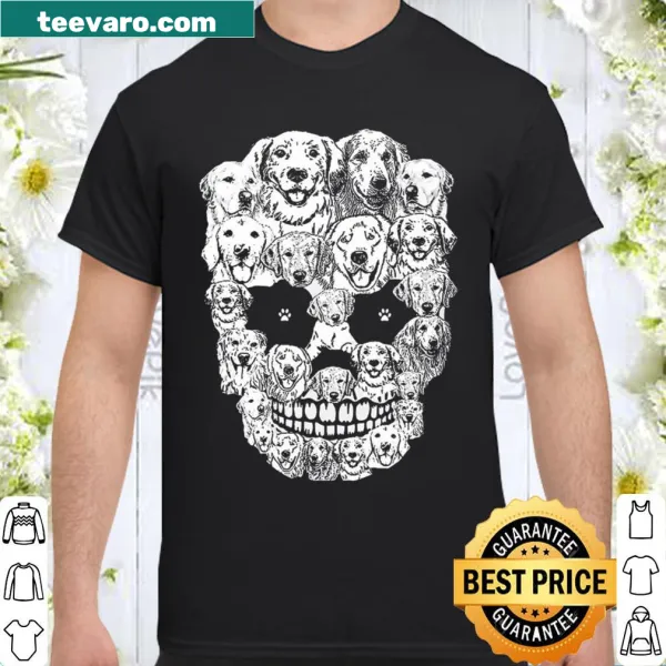Edgy golden retriever skull graphic t-shirt