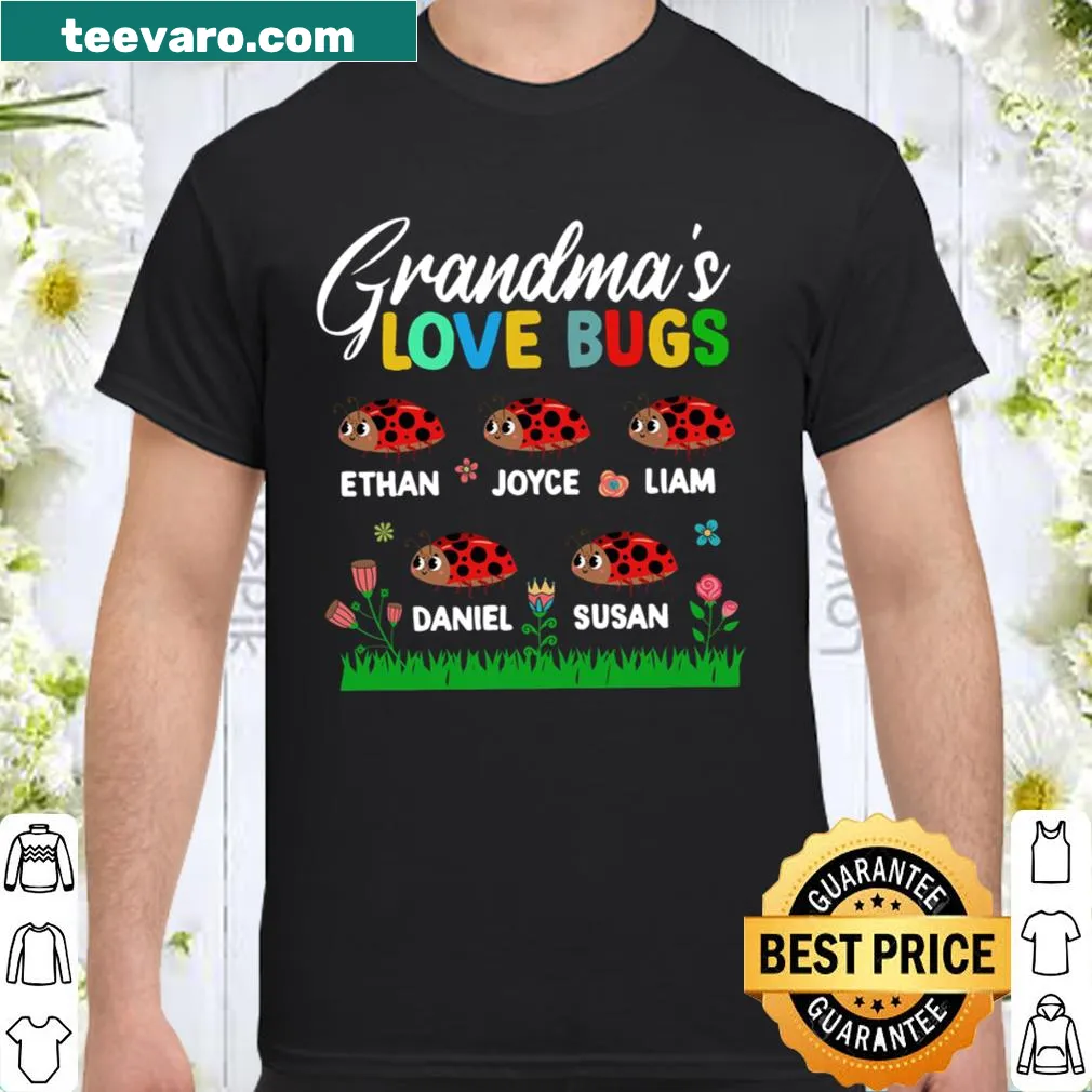 Personalized grandma shirt with ladybugs and names