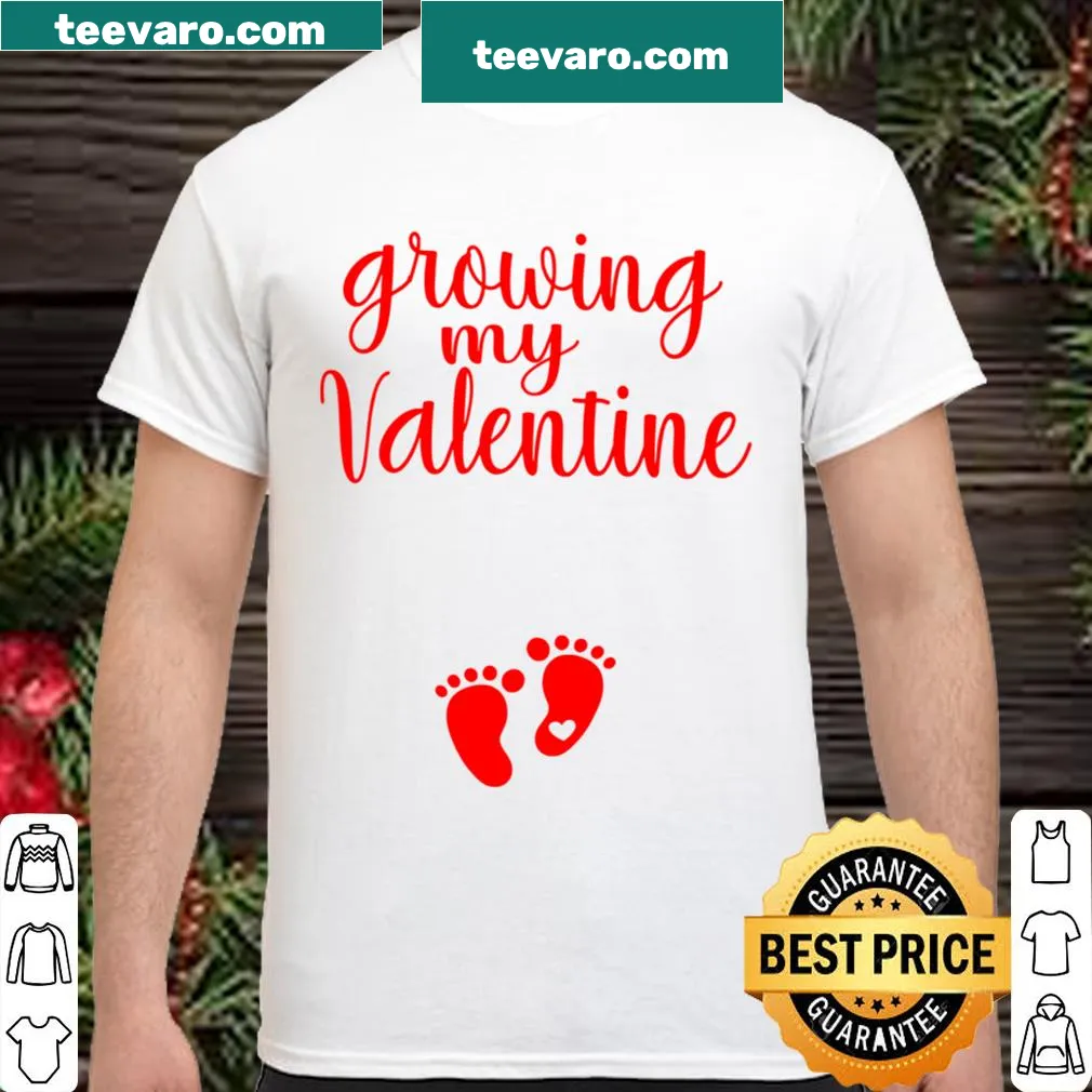 Shirt with text 'We're Expecting' and heart feet graphics for baby announcement