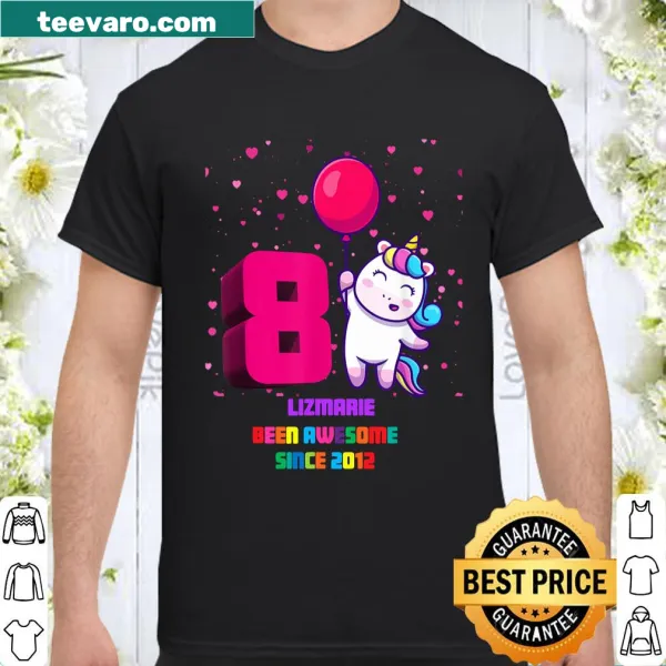 Birthday shirt featuring a unicorn with a red balloon for an 8-year-old.