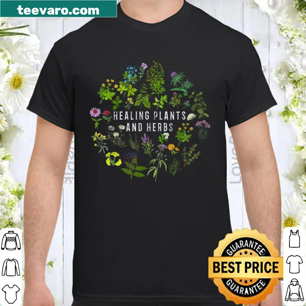Shirt featuring healing plants and herbs illustrations