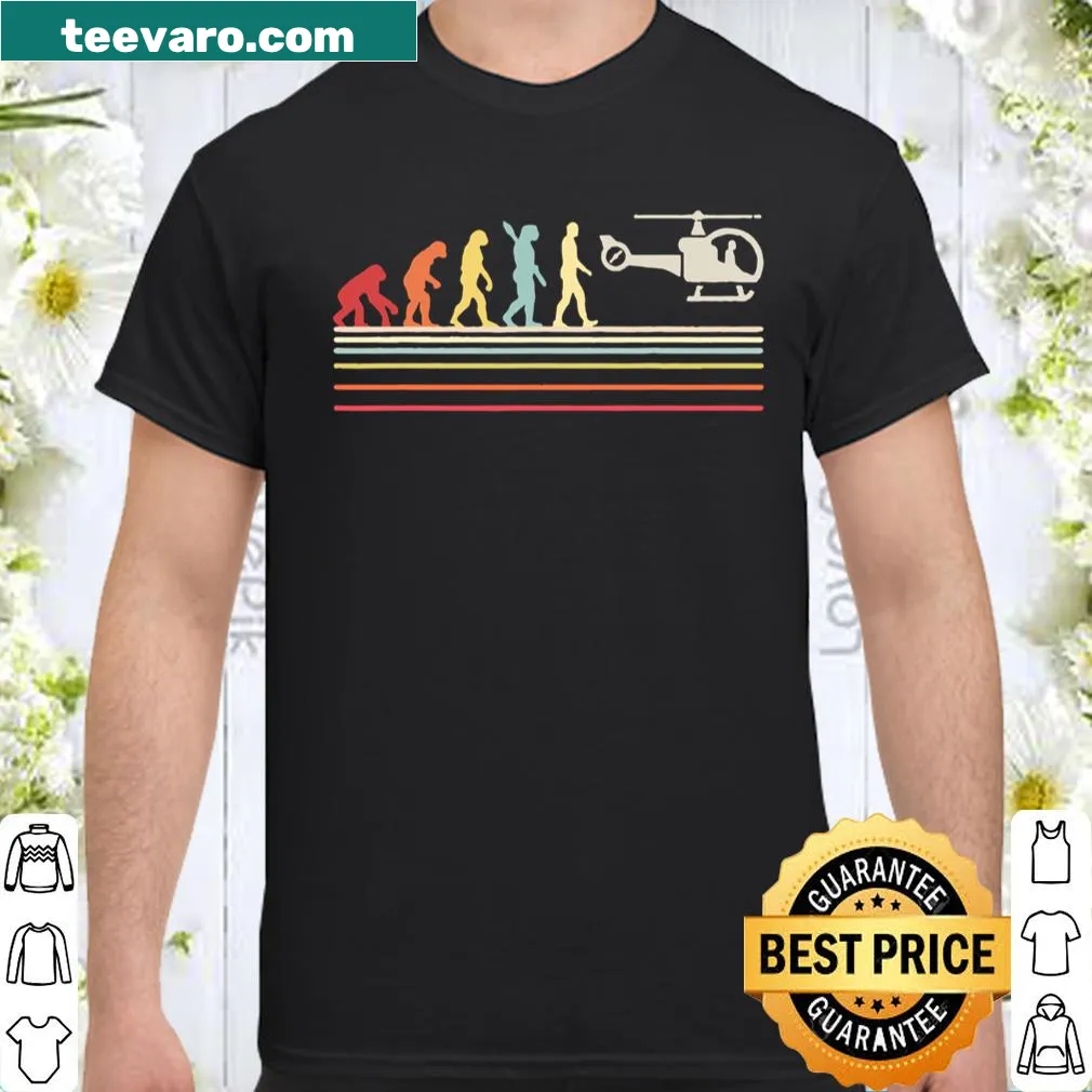 Retro helicopter graphic on a stylish pilot T-shirt