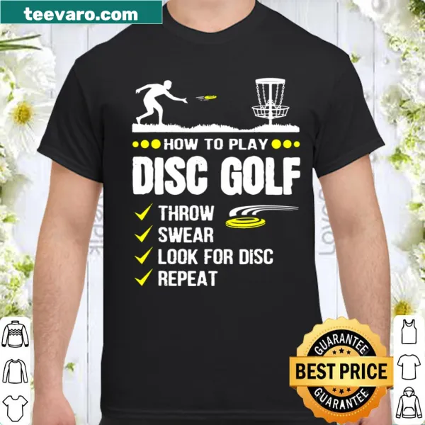 Humorous t-shirt with 'How To Play Disc Golf' typography