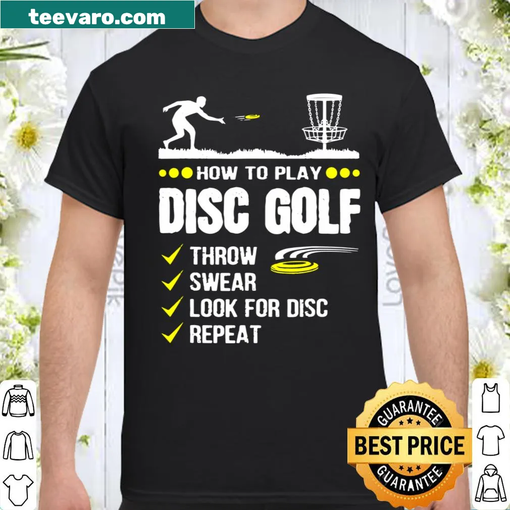 Humorous t-shirt with 'How To Play Disc Golf' typography