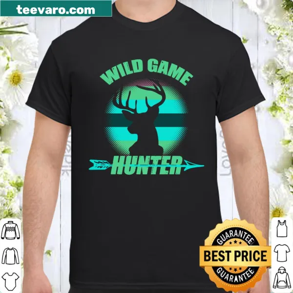 Illustration of deer antlers and bow on a hunting-themed shirt