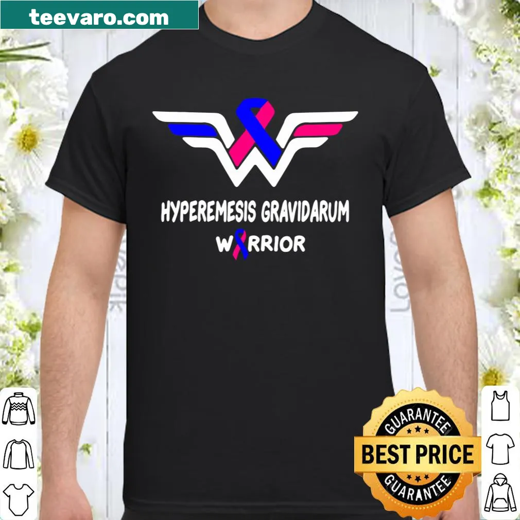 Pink and blue ribbon graphic T-shirt for hyperemesis gravidarum awareness