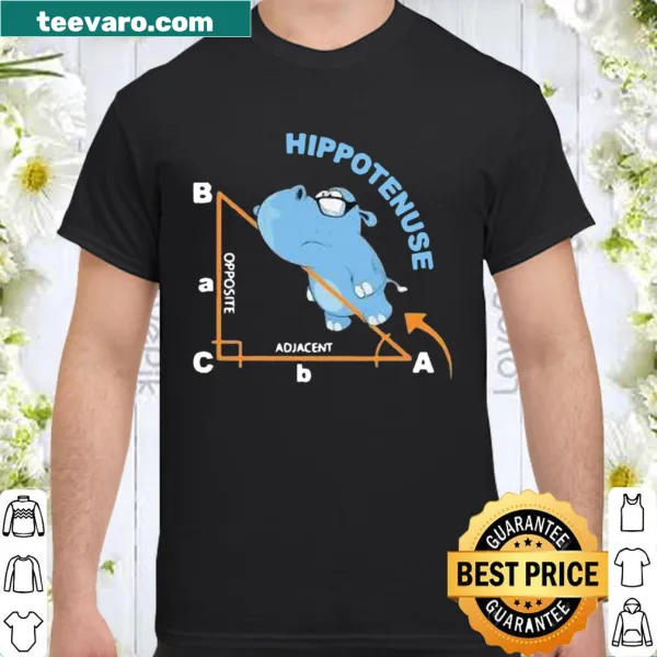 Hypotenuse formula typography t-shirt featuring opposite and adjacent sides