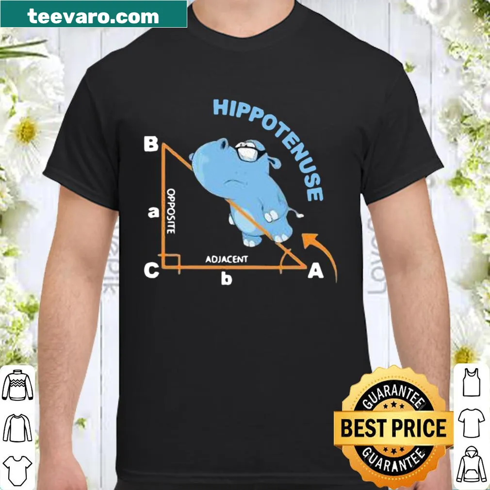 Hypotenuse formula typography t-shirt featuring opposite and adjacent sides