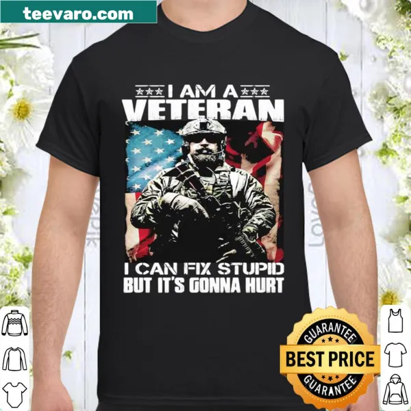 Veteran-themed shirt with a humorous phrase and American flag design