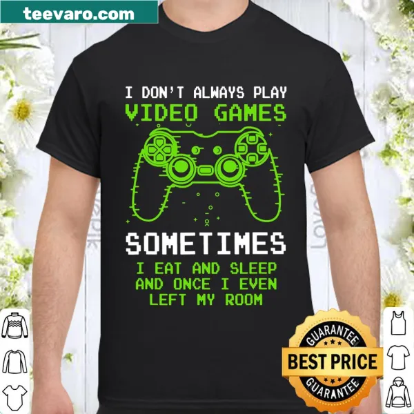 Funny video game shirt with humorous text for teens.