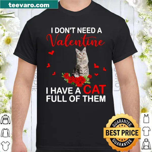 Funny shirt stating 'I Don't Need A Valentine I Have A Cat'