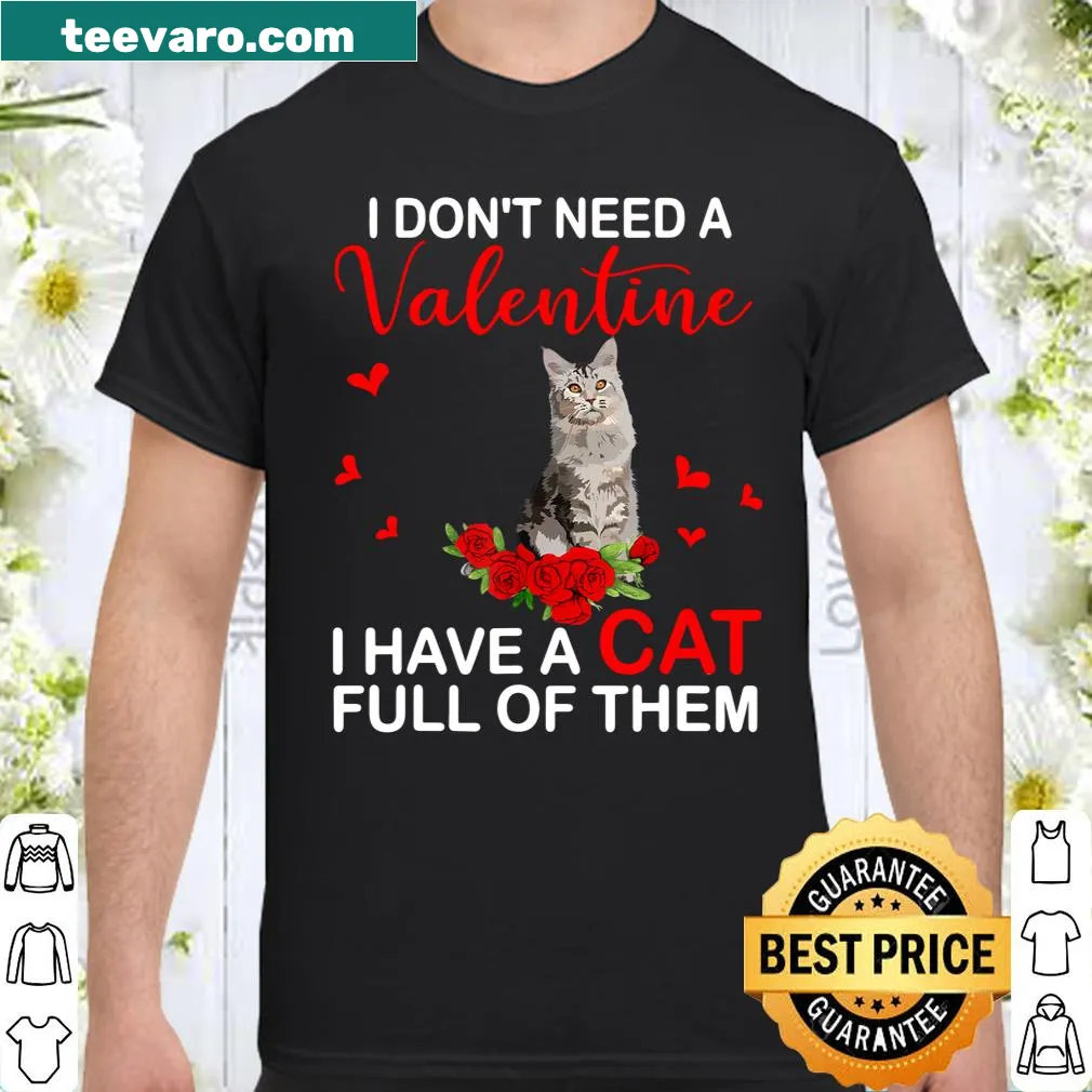Funny shirt stating 'I Don't Need A Valentine I Have A Cat'