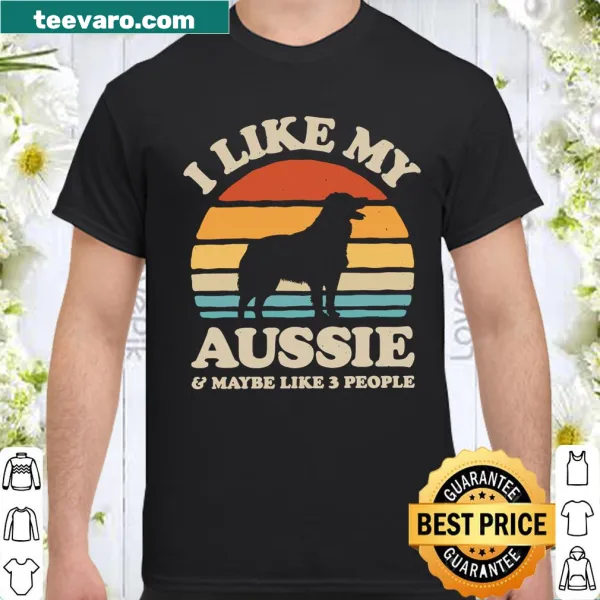 Retro shirt with text about Australian Shepherds and sunset design