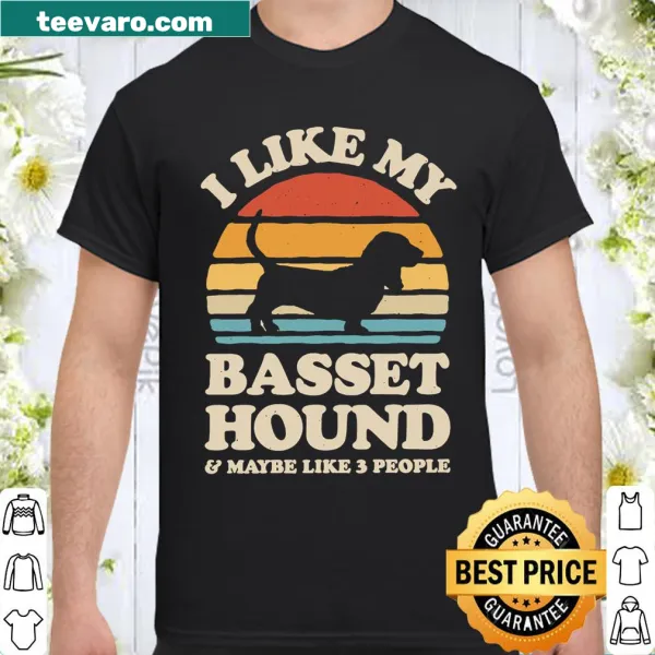 Retro shirt with Basset Hound graphic and sunset design