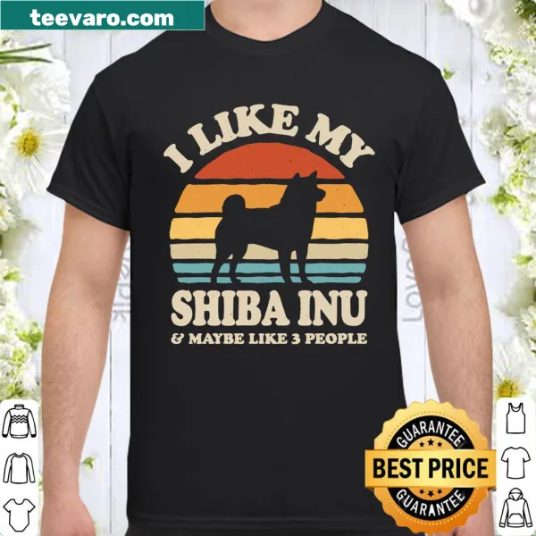 Retro sunset design featuring a Shiba Inu silhouette