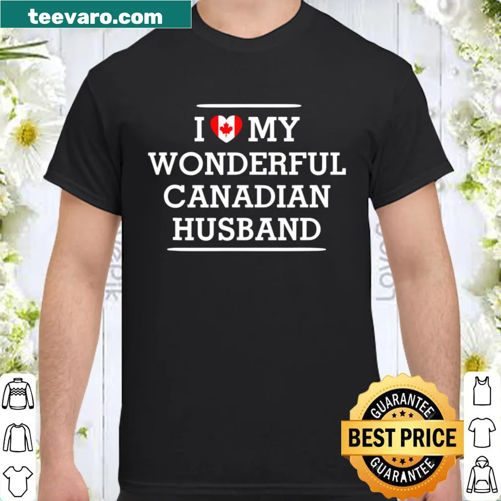 Heart tee with Canadian flag for wife celebrating her husband