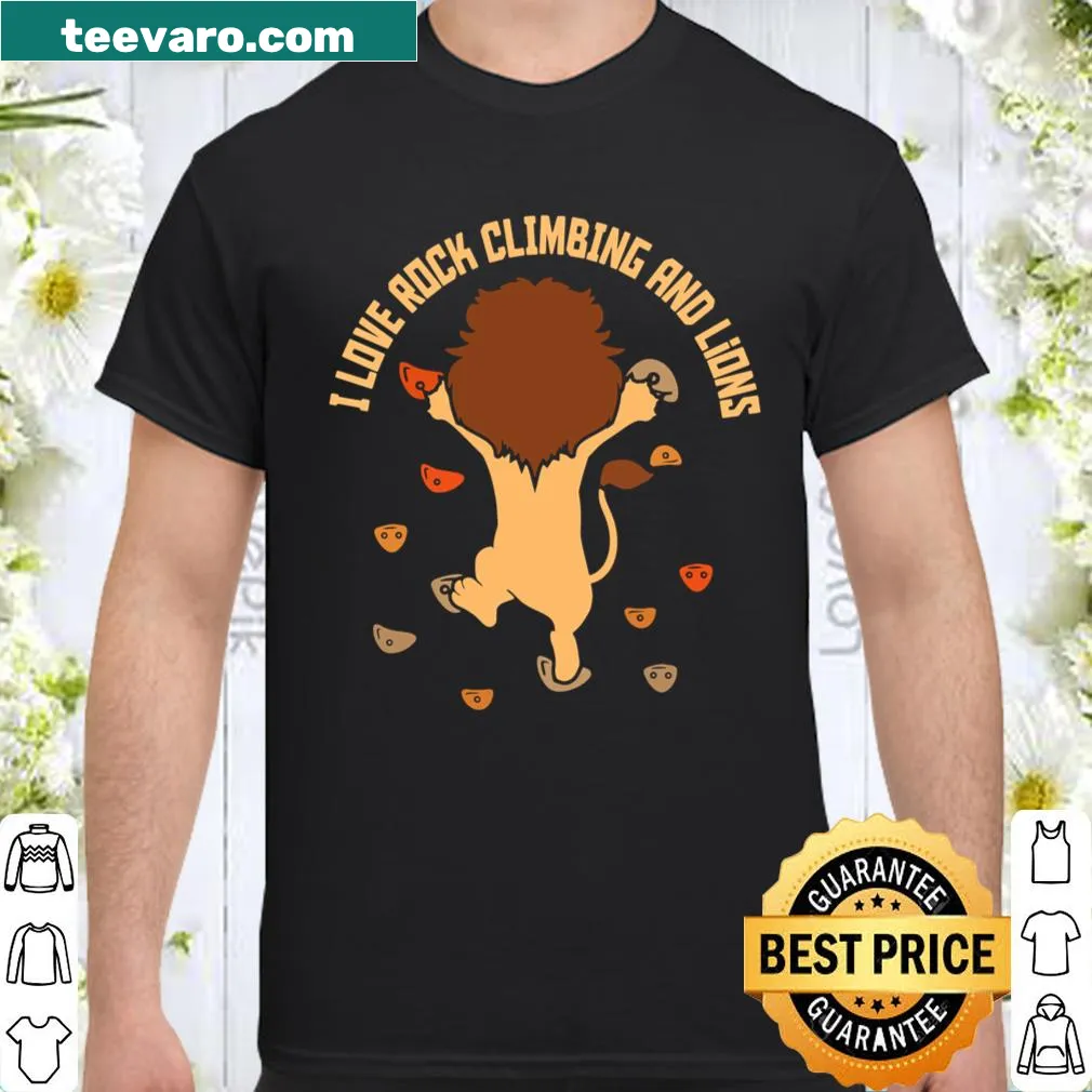 Illustration of a lion climbing a mountain on a t-shirt