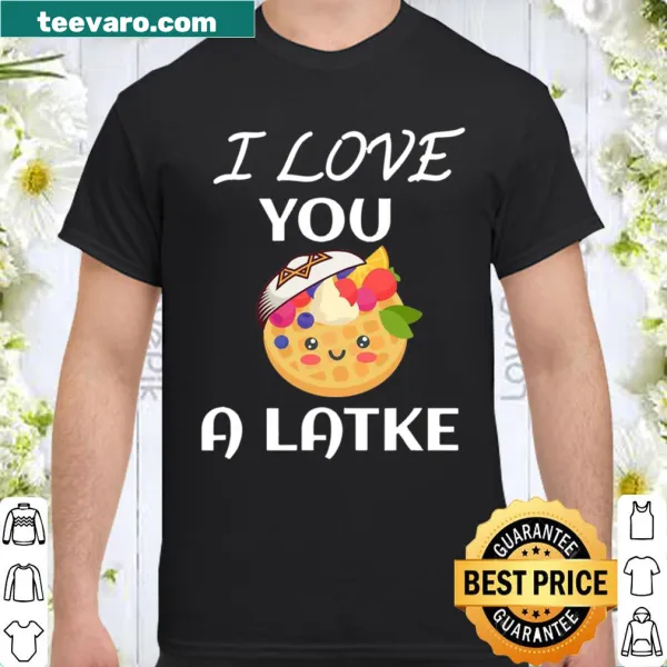 Playful shirt featuring love text with a latke theme