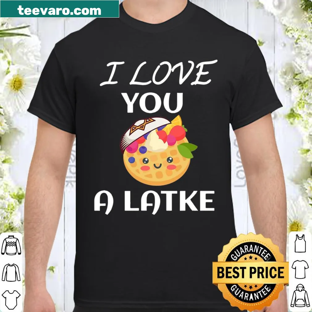 Playful shirt featuring love text with a latke theme