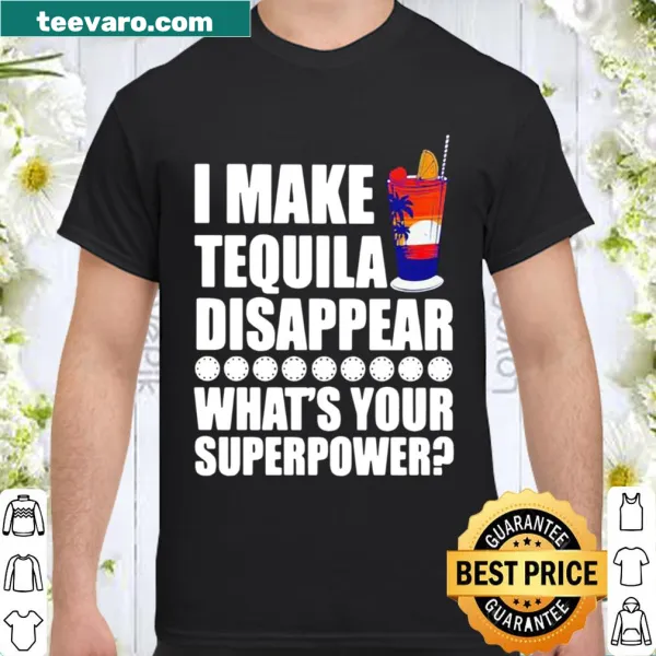 Funny T-shirt featuring text about disappearing tequila.