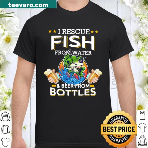 Funny vintage shirt about rescuing fish and beer.