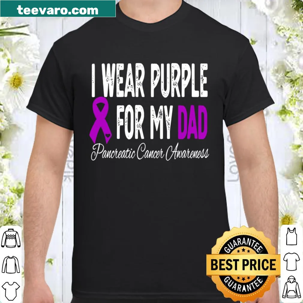 Purple shirt for pancreatic cancer awareness with ribbon graphic