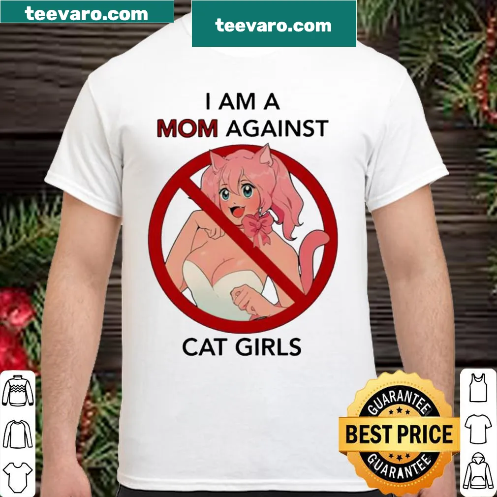 Vintage-style mom shirt with a humorous slogan against cat girls