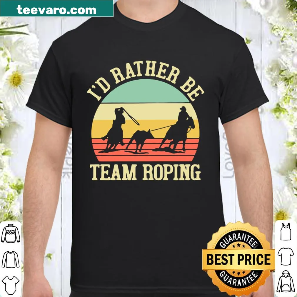 Vintage-style team roping graphic on shirt