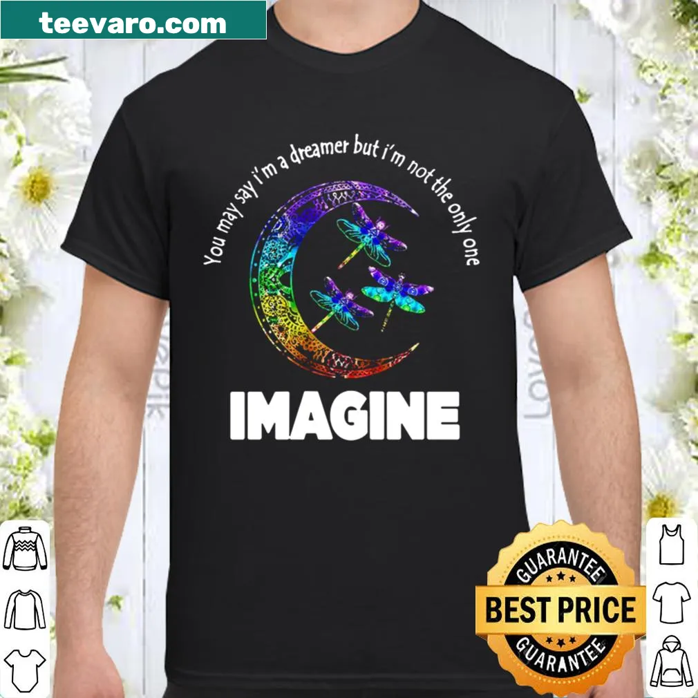 Shirt featuring a whimsical dragonfly and moon design with inspirational text