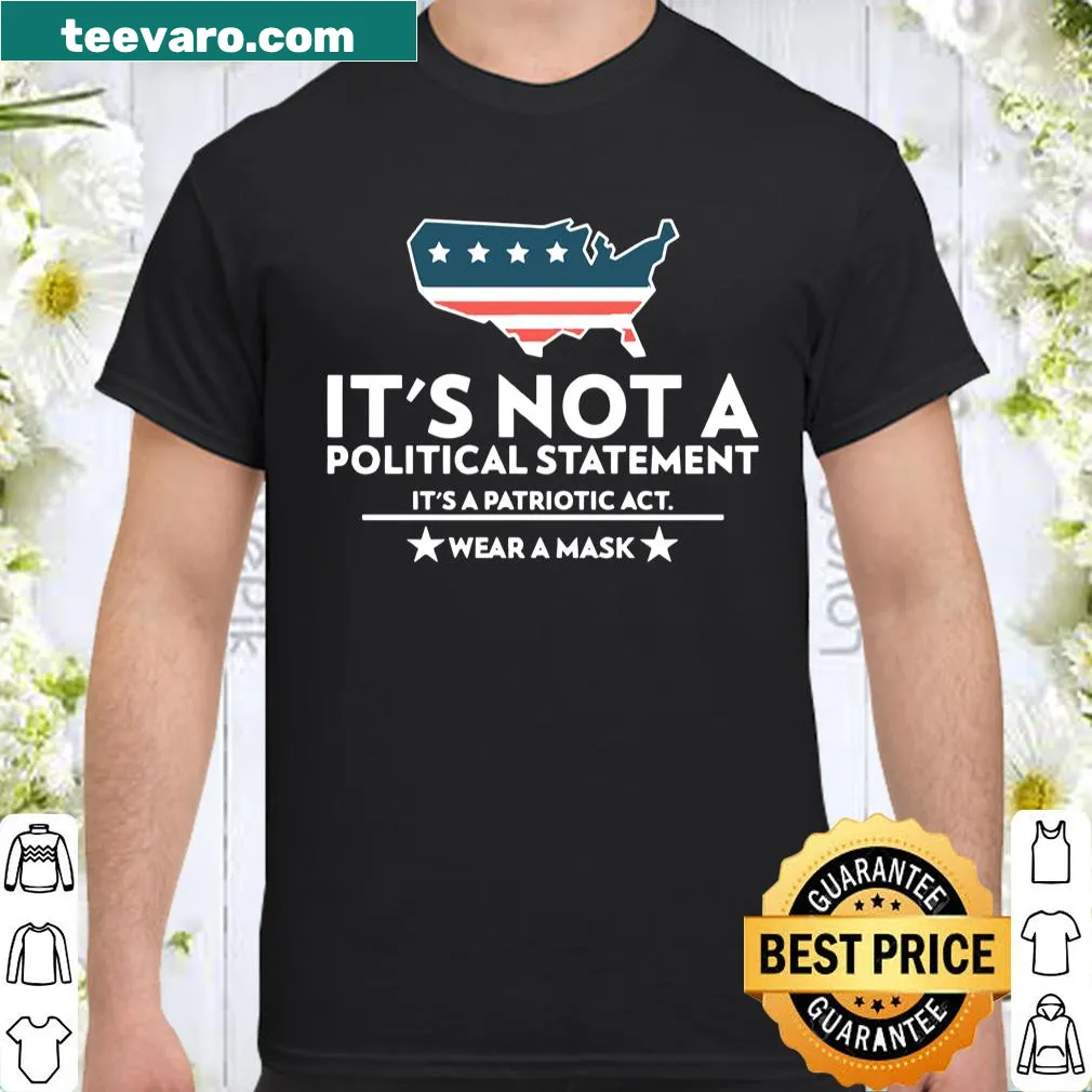Shirt with US flag and white text about masks and patriotism