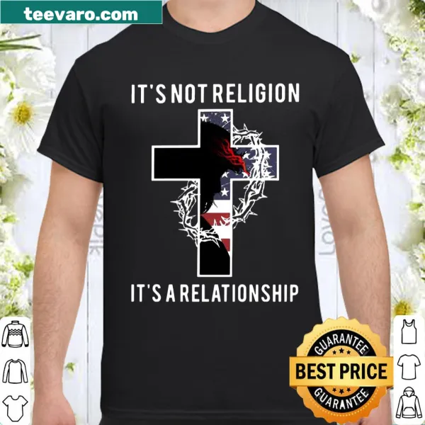 Shirt with the phrase about faith featuring an American flag design.
