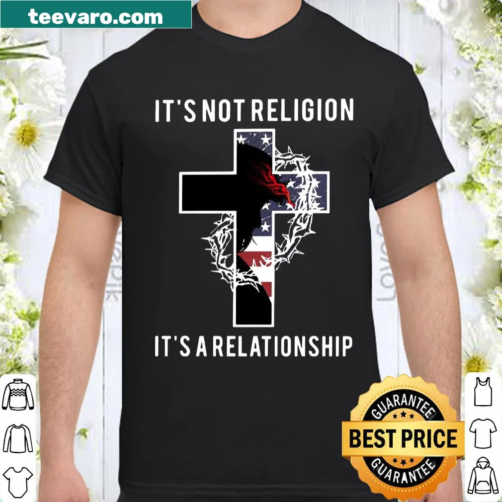 Shirt with the phrase about faith featuring an American flag design.