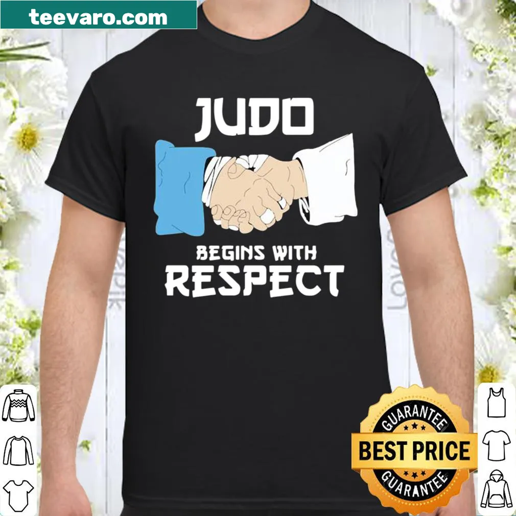 Judo shirt with message about respect and handshake illustration