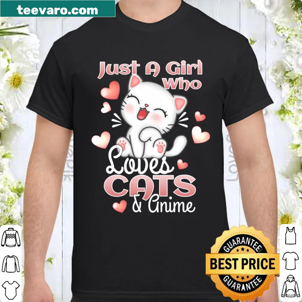 Cute illustration of a girl with kittens and anime elements
