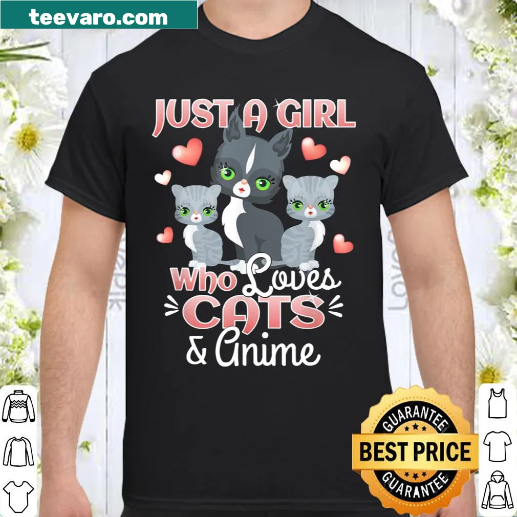 Cute cat and anime graphic t-shirt for cat lovers