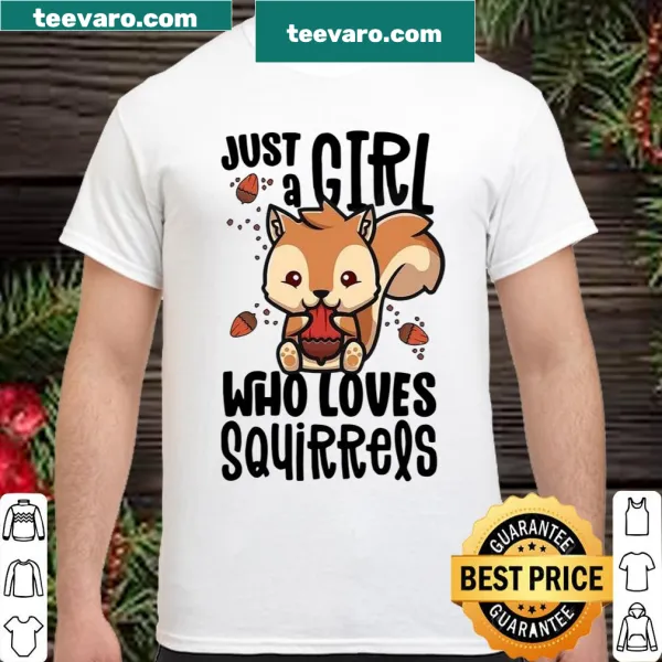 Cute shirt with text about loving squirrels and illustrated acorns