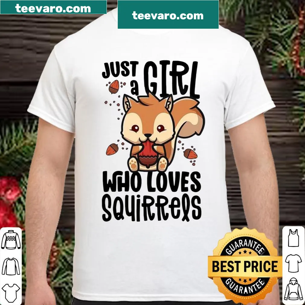 Cute shirt with text about loving squirrels and illustrated acorns