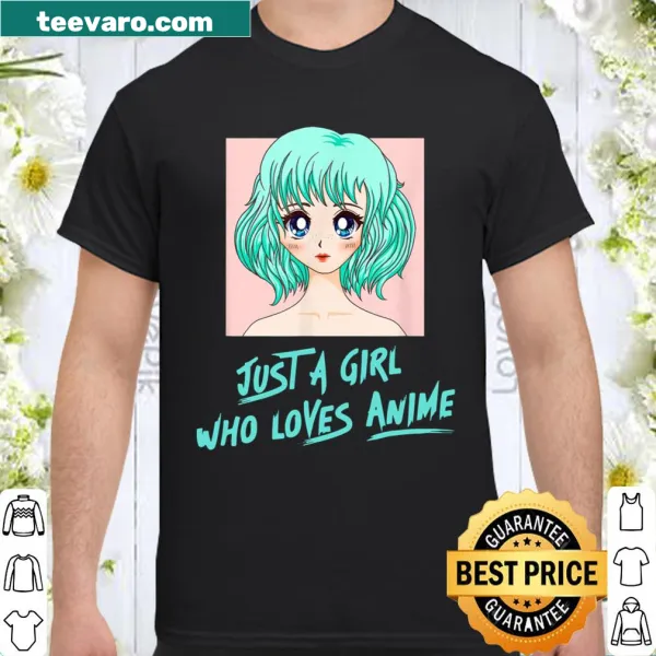 Cute kawaii anime-themed t-shirt with 'Just a Girl Who Loves Anime' text
