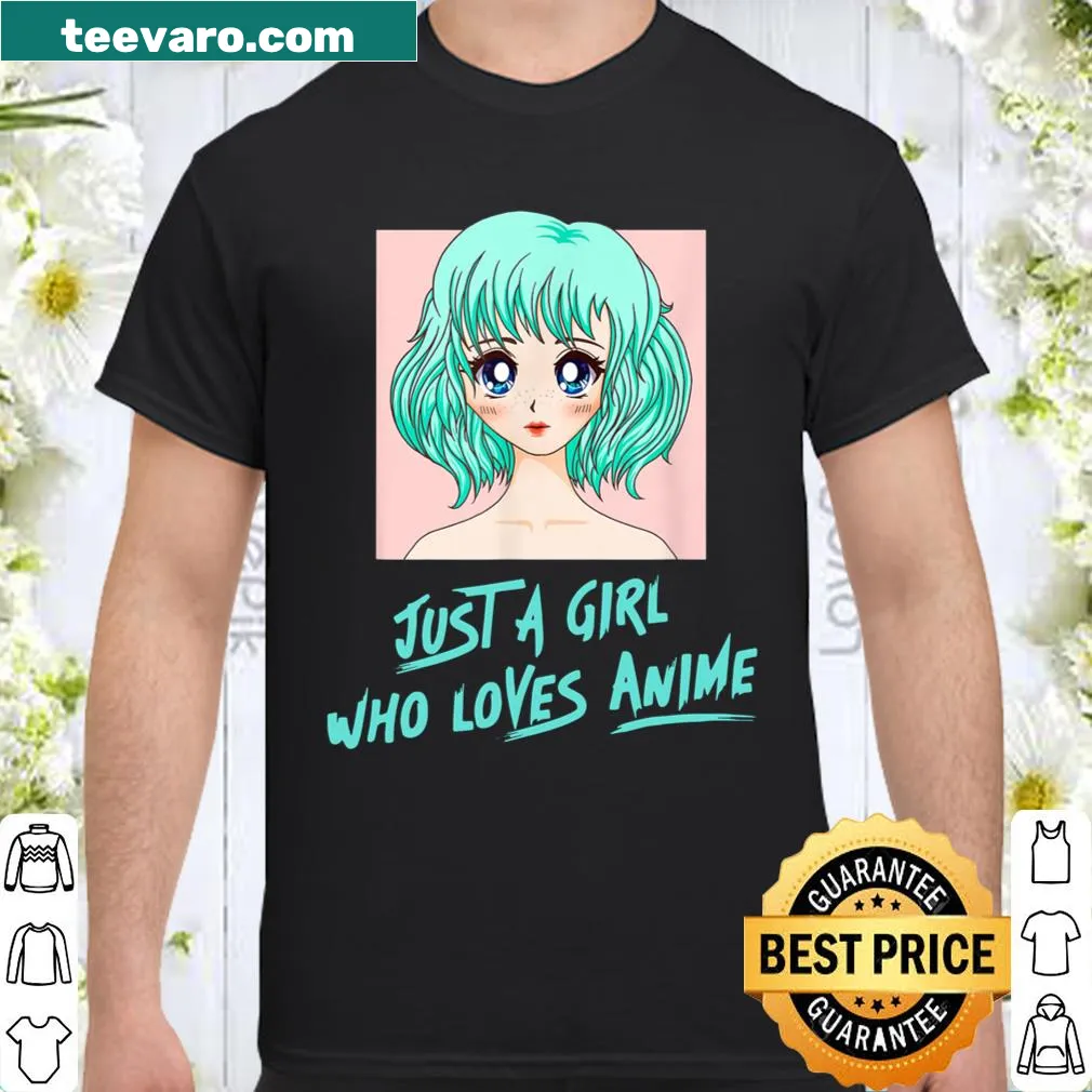 Cute kawaii anime-themed t-shirt with 'Just a Girl Who Loves Anime' text